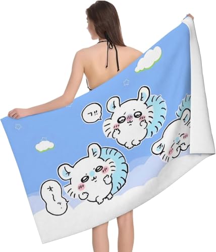 大型ビーチタオル ちいいかわいい モモンガ 可愛い 大判バスタオル 130 X 80cm 吸水速乾 旅行用タオル お湯 温泉 お風呂 家庭用
