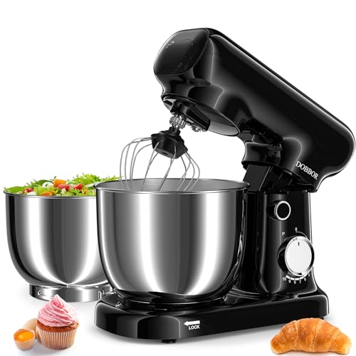 Batidora Amasadora Doble Bol De 2.5L+3L, Batidora EléCtrica De 10 Velocidades Y 1500w - Incluye Batidor De Huevos, Gancho Para Masa Y Batidor Plano Para ReposteríA Casera (Ferroso)