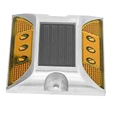 Yosoo LED Solar Ground Marker Lights, Outdoor Driveway Spike Lamp with Solar Power for Roads Highways (Yellow)