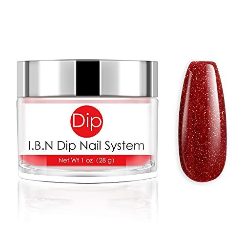 Red Sparkle Dipping Powder (1 oz) Professional Nail Dip Powder French Nail Art Starter for Manicure Salon DIY at Home, Odor-Free, Long-Lasting, No Nail Lamp Needed (DIP 047)
