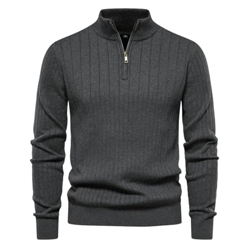 Suéter de punto de hombre con cuello alto y cremallera para invierno y otoño