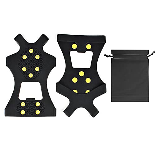 CRGANGZY 1 par de 10 dientes garras de hielo con bolsa de almacenamiento al aire libre antideslizante escalada senderismo nieve hielo agarre Spike para zapatos crampones botas escalada accesorios Cover