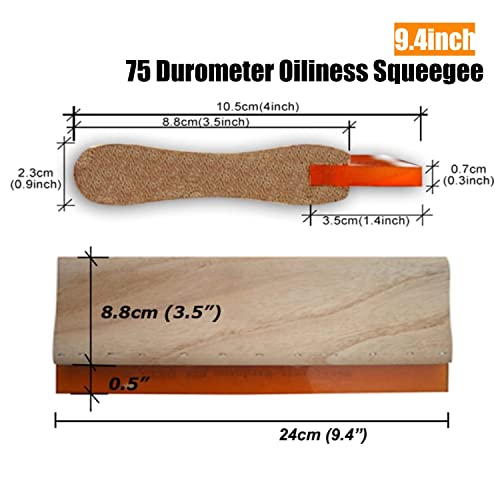 Silk Stencil Screen Printing Squeegee Wood Screen Ink Scraper (9.4 inch (24cm) Oiliness Squeegee - 75 Durometer)