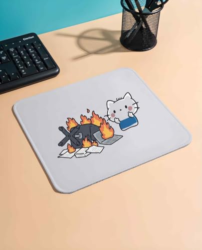 Image of Mouse Pad for Laptop & Desktop | 9x7 Inch Anti-Fray Stitched Edges | Non-Slip Rubber Base | Desk Setup Accessory for Students, Gamers & Professionals (Angry Kitty)
