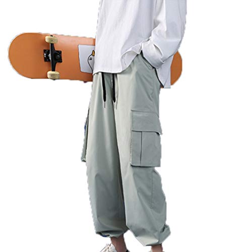 Hifeos Pantalons à Neuf Points pour Hommes Pantalons décontractés d'été sur Le côté-Multi-Poches Salopette Cargo de Style Harajuku Ample Confortable Cover