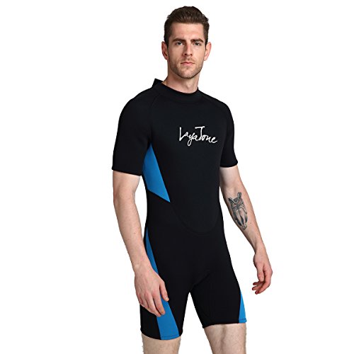 Layatone Shorty Wetsuit Men Women 3Mm Neoprene Wetsuits Surfing Scuba Diving Canoeing Suits Adults Men Diving Suits Shortie Wetsuit Women (Blue,5Xl) #TOP4