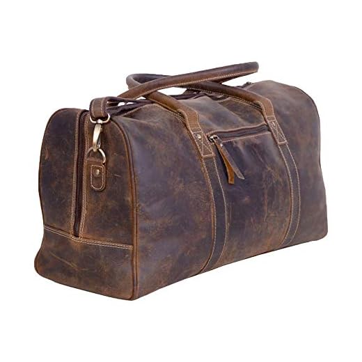 KomalC Leather Travel Duffle Bag