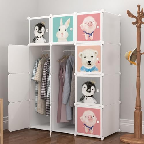 Image of Plastic Wardrobe for Clothes Storage, 12-Door Portable Collapsible Almirah & Cupboard for Bedroom, Baby Wardrobe Cabinet Organizer for Clothes & Toys (White, 12 Door)