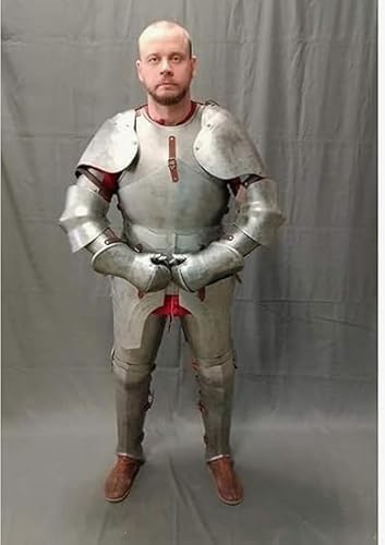 15th Century Milanese Knight Full Plate Armor Suit – Wearable Medieval Steel Armor with Helmet, Gauntlets & Greaves – LARP, Renaissance Faire, Cosplay, Display.