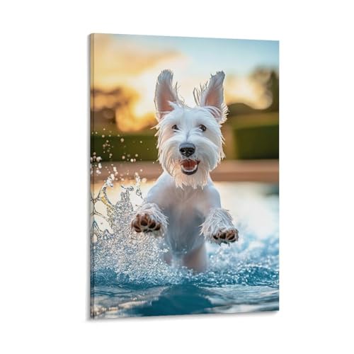 Impression sur toile Schnauzer affiche décoration murale 50x75cm