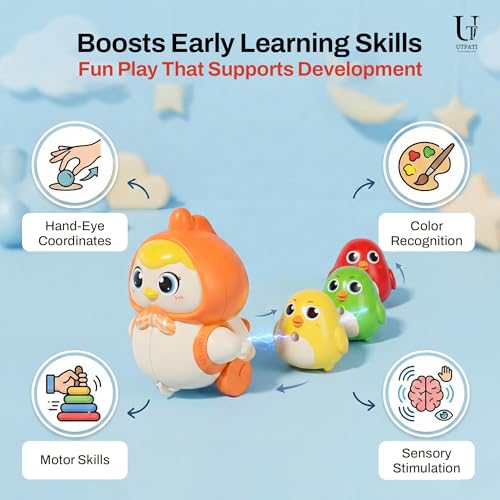 Image of Chicken Toys for Kids, Swinging Chain String Magnetic Hen with Chick Learning to Crawl Spring Toy, Crawling Wind-up Duck, Walking Chicken Cute Windup Toy for Boys Girls Toddler