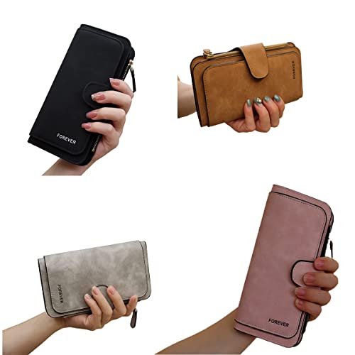 Womens Long Leather Wallet, RFID Blocking Leather Pocket Wallet Ladies Mini Purse with ID Window 6