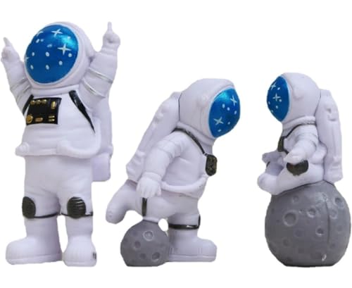 Image of VRB DecTM 3pcs Astronaut Miniature Showpiece Set for Home Decor, car Dashboard,Valentine,Living Room,Gifts Figurines,Cake Decoration Items-Resin (3 Pcs Small Blue Star Astronaut showpiece)