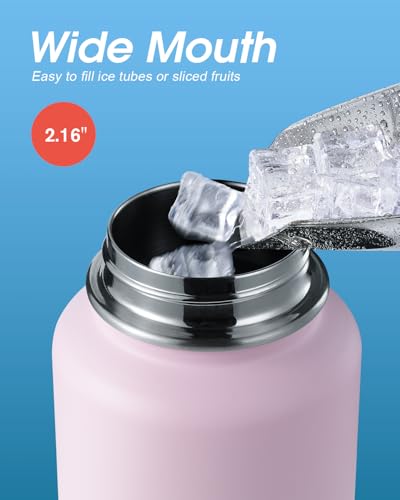 Image of Coolflask 40 oz Water Bottle Insulated with Straw & 3 Leakproof Lids