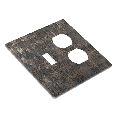 Placa de interruptor dúplex resistente y decorativa con diseño madera vintage gris marrón 4