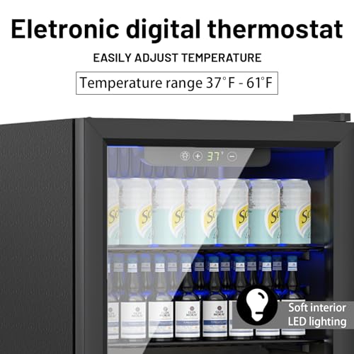 Image of DOGHLY 1.7 Cu.ft Beverage Refrigerator Cooler, 72 Cans Mini Fridge with Glass Door, and Temperature controllable switch for Soda, Beer or Wine For Office or Bar with Removable Shelves