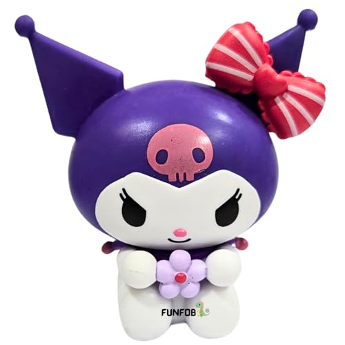 Image of FUNFOB Kuromi Action Figure Height -7.5cm Collectible Figurine PVC Multicolour | Kuromi Purple White with Flower