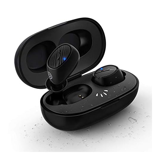 BOMAKER Ecouteur Bluetooth 5.0 sans Fil, TWS Kit Oreillette IPX8 Étanche avec Puce Qualcomm et Boîtier de Charge Casque Sport pour Haute Fidélité Micro Intégré iOS Android - Noir SiFi