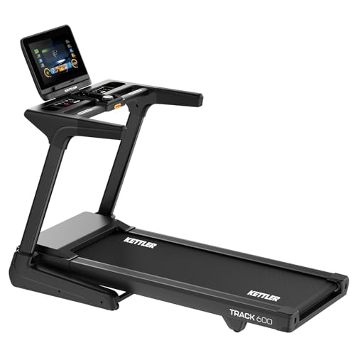KETTLER Laufband Track 600 – Premium Heimtrainer mit 15,6' Touchscreen & 3 PS Motor – Bis 20 km/h & 10% Steigung – Klappbar, 46 Programme – App-kompatibel (Kinomap, ZWIFT) – Belastbar bis 150 kg