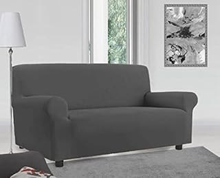 Home Tresor - Copridivano 3 Posti Elasticizzato Universale| Salvadivano Elasticizzato Antimacchia, Antiscivolo Color Piombo