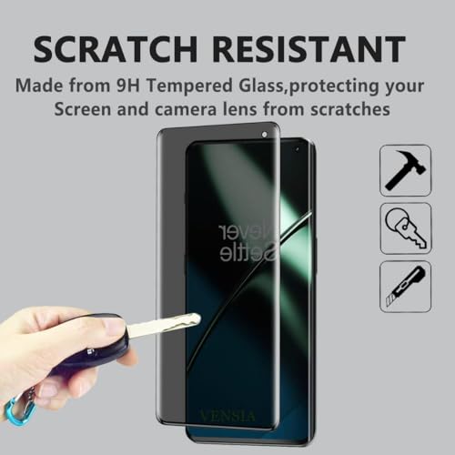 Image of Privacy UV Tempered Glass Screen Protector for OnePlus 11 (6.7 Inch) - Anti-Spy, 9H Hardness, Scratch-Resistant, 100% Fingerprint Working, Easy Installation