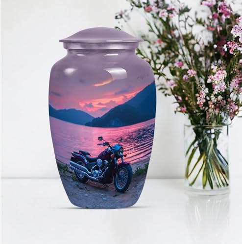 Image of Personalized Bike - Burial Urns - Human Remains Urn - 10 Inch - Large with Velvet Bag - Large Funeral Urn - Decorative Urns for Ashes - Cremation Urn for Ashes - Memorial Urns for Mom & Dad