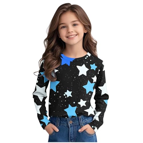 Girls Star Print Tops Long Sleeve T-Shirts Fashion Graphic Tees Shirts Fall Casual Cotton Tshirts3