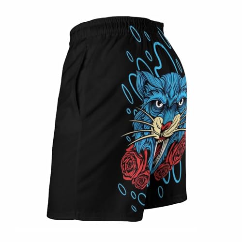 Maillot de bain séchage rapide au design exclusif bleu léopard S