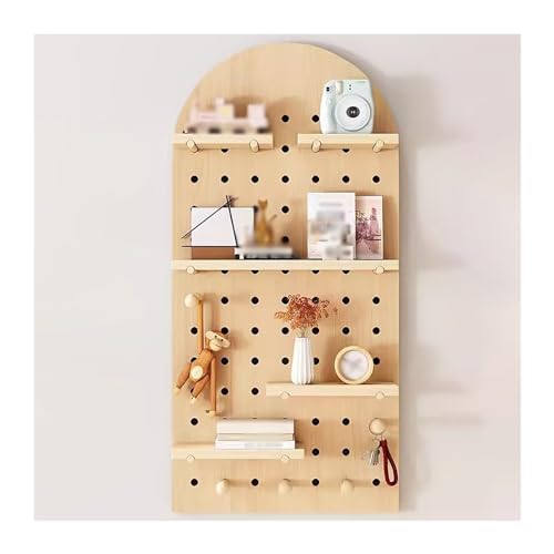 Panneau perforé en bois avec étagères et kit de rangement mural DIY
