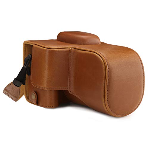 MegaGear MG1609 Ever Ready Leather Camera Case Compatible with Canon EOS Rebel T7 (18-55mm) - Light Brown by MegaGear - Used condition - CA$24.30