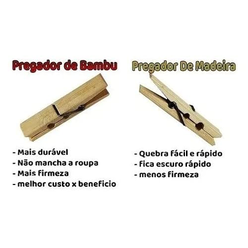 Prendedor Pregador De Roupa 40 Unidade De Bambu Sustentável