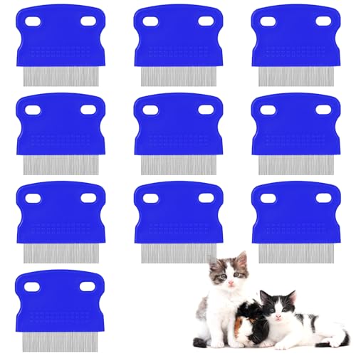10Pcs Dog Cat Grooming Combs Stainless Steel Flea Combs Pet Tear ...
