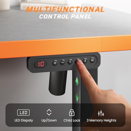 SIAGO Electric Standing Desk Adjustable - 48 x 24 Inch Sit Stand up Desk with Cable Management - 3 Memory Preset Adjustable Height Table