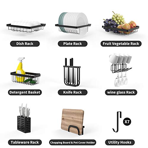 Over the Sink Dish Rack (33.5 Inches), SUS304 Stainless Steel Dish Drying Rack for Kitchen, Dish Drainer Holder for Sink, Black - Thumbnail 3