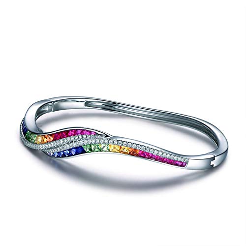 Daesar Ladies White Gold Bracelet 18K Round 3.57Ct Ruby Bracelet 0.39Ct Diamond Bracelet Bangle Cuff Bracelet Silver #TOP1