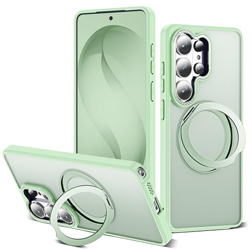 Image of for Samsung Galaxy S26 Ultra Case with 360Rotatable Magnetic Ring Stand Compatible with Mag-Safe Military Protection Matte Translucent Phone Case for Galaxy S26 Ultra 6.9 inch,Green