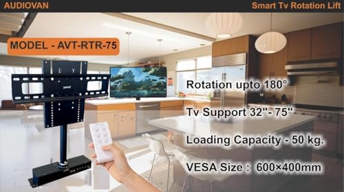 Image of Audiovan Motorization TV Bracket 180 Degree Rotation with Wireless Remote and Switch Control Tv Lift 180 Degree Screen Fit 32-75 Inch