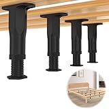 4 PCS Adjustable Height Bed Support Legs (8.3'-14.5') Bed Frame Legs for King Queen Bed Slats Bed Slat Support Bed Frame Center Support Furniture Leg Replacement Kit Bed Frame Support Legs with Screws