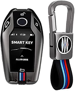 Happyit Zinc Alloy + Silicone Car Key Cover Cases fit for Bmw LCD Screen Keyless Auto Accessories 360° Water Proof Protect with Fluorescence (Matt color)