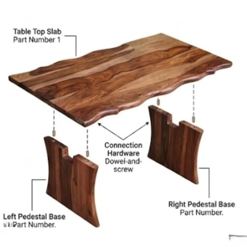 Image of Live Edge Sheesham Wood Coffee Table for Living Room | Solid Wood Center Tea Table with Artistic Curved Design | Modern Wooden Cocktail Unit for Home Office Lounge | Brown Finish