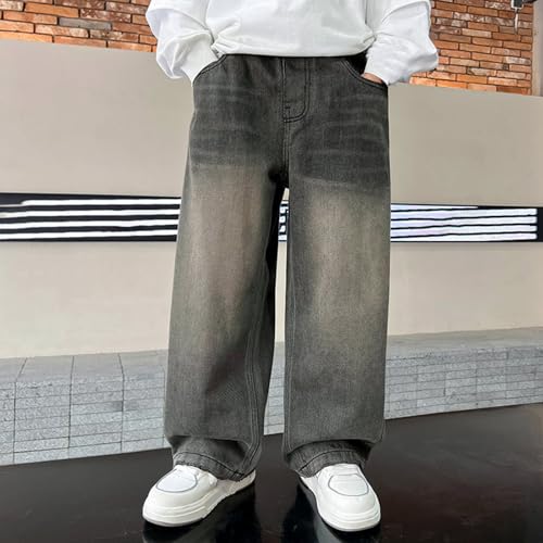 Boys Wide Leg Jeans Kids Casual Baggy Denim Pants Elastic Waist Distressed Loose Fit Jean Trousers with Pockets3