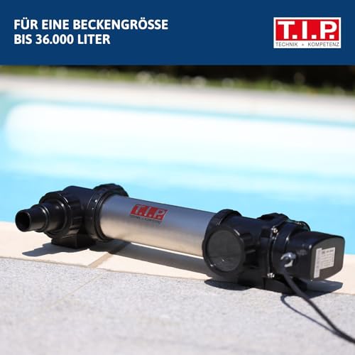 T.I.P. Edelstahl UV-C Strahler für Pools und Teiche bis 36.000 l - 36 Watt zur Bakterien- und Algenreduzierung - Mit LED-Funktionskontrolle SPU 36000 UV, 30447