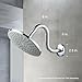 OFFO Shower Head Extension Arm 6 in, S Shaped Shower Arm with Flange High Rise Goose Neck Shower Arm Extension Chrome Finish