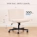amseatec Criss Cross Chair, Wide Cross Legged Desk Chair with Wheels, Comfy Fabric Vanity Chair for Home Office, Adjustable Armless Swivel Task Chair with 90–115°Tilt（300Lbs/Beige）