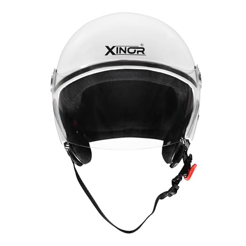 Image of Buff Open Face Motorcycle Helmet Medium | ISI Certified Lightweight with Clear Visor | Unisex Bike & Scooter Helmet for Men & Women (Matte Black)