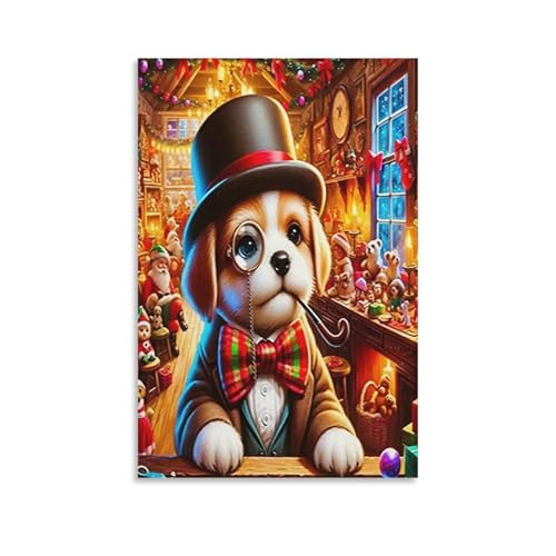 Chiot murale Noël affiche moderne impression sur toile grand format salon - 4