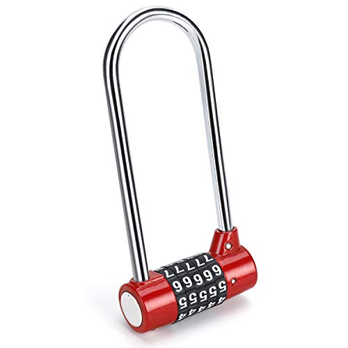 5 Digit Combination Alloy Padlock, Combination Lock Set, Locker Lock, Re-settable Combo Lock, Gym Locker, School Locker, Employee Locker for Outdoor, Fence, Hasp and Storage-Red