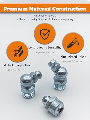 Image of 350pc Grease Fitting Assortment Kit - SAE & Metric (1 /4 inch-28, M6, M8, M10) Zerk Grease Fittings with Toolbox, Wrenches & Dust Caps for Grease Guns & Automotive, Industrial