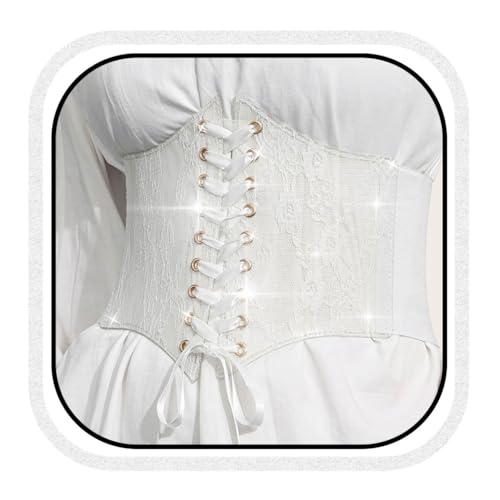 COSYDAYS Lace Corset Belt Black Wide Elastic Waist Belts Tied Waspie Corset for Women