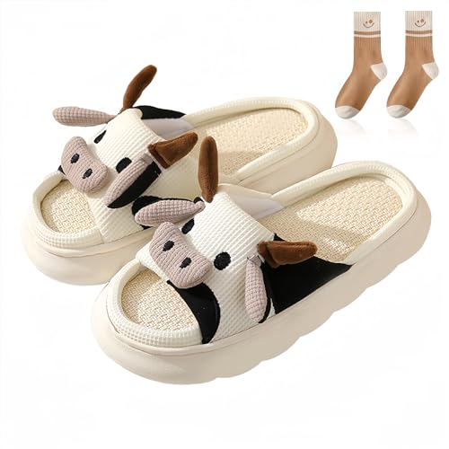 Cow Slippers for Women Men, Cute Cartoon Cotton Slippers indoor and outdoor, Kawaii House Slippers for Women